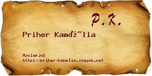 Priher Kamélia névjegykártya